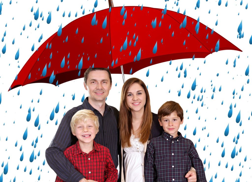 family, umbrella, human